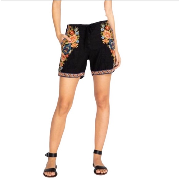 Johnny Was Pants - Johnny was Sentrie embroidered linen shorts.